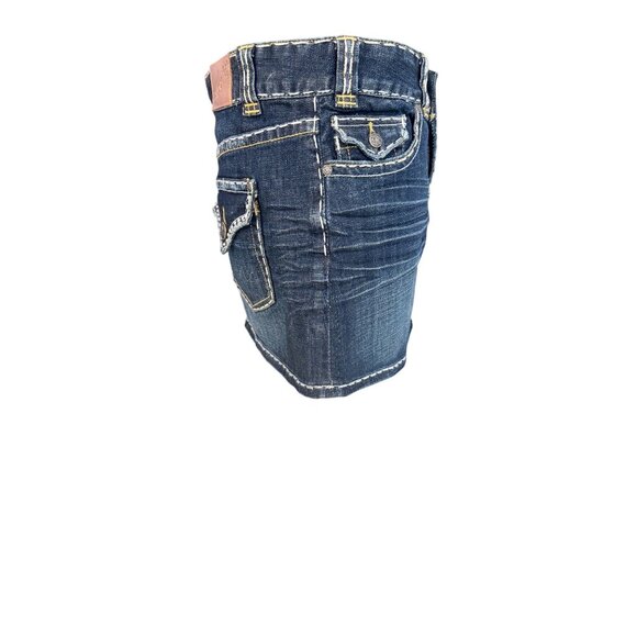 Rock & Roll Cowgirl Womens L Denim Mini Skirt Western Cowgirl Embroidered Pocket - Picture 4 of 13